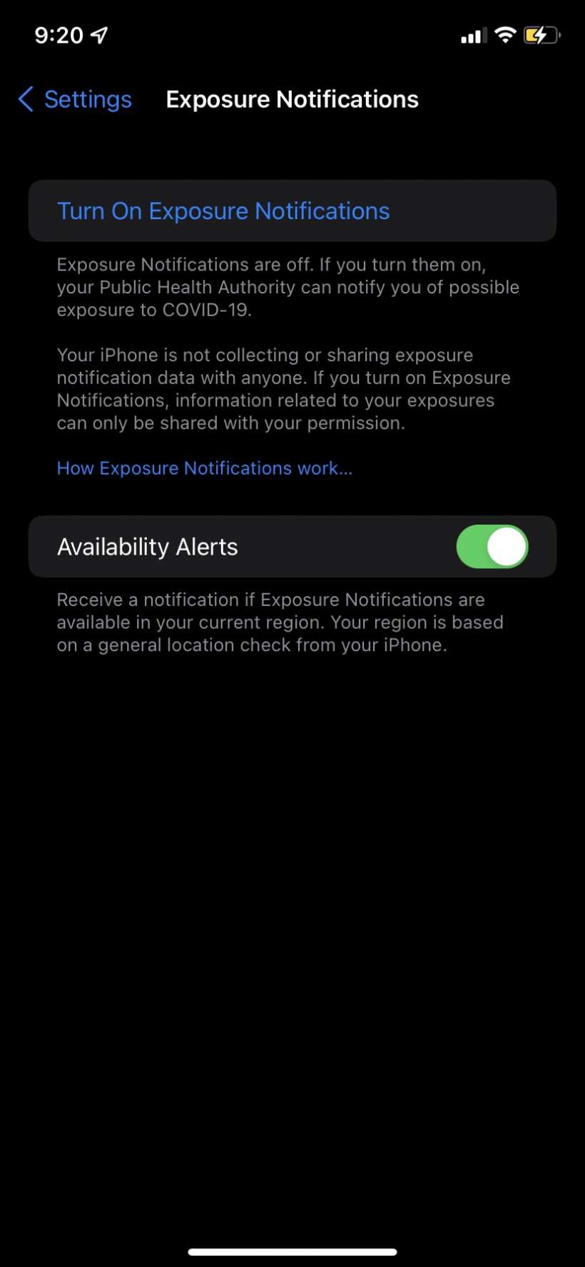 How do I enable/disable COVID/Exposure Notifications on my iPhone